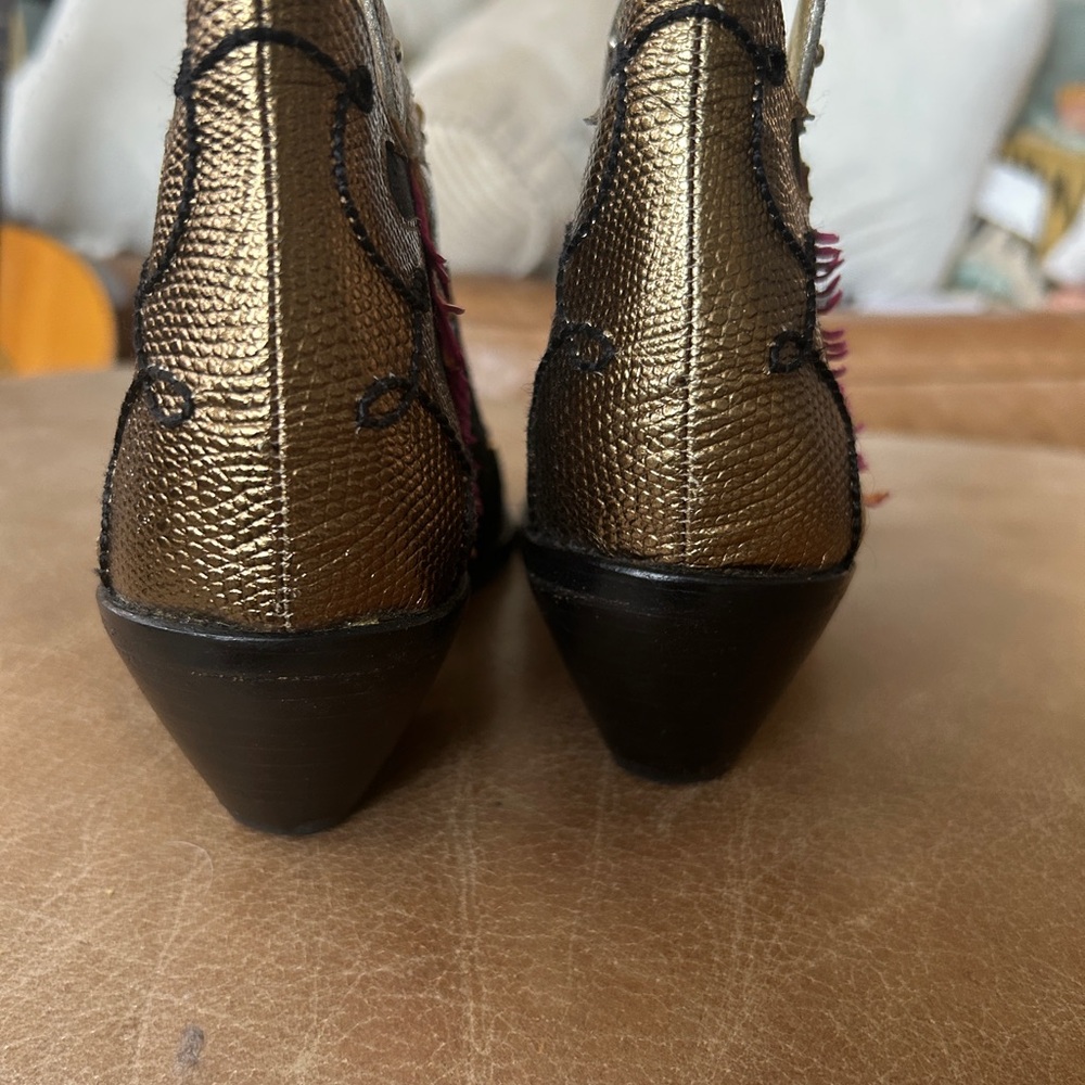 Zalo Black and Gold Embellished Ankle Boots - Picture 4 of 5